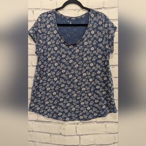 Gap Blue and Beige Casual Soft N Comfy Top 100% Cotton Shirt Women's Size XL